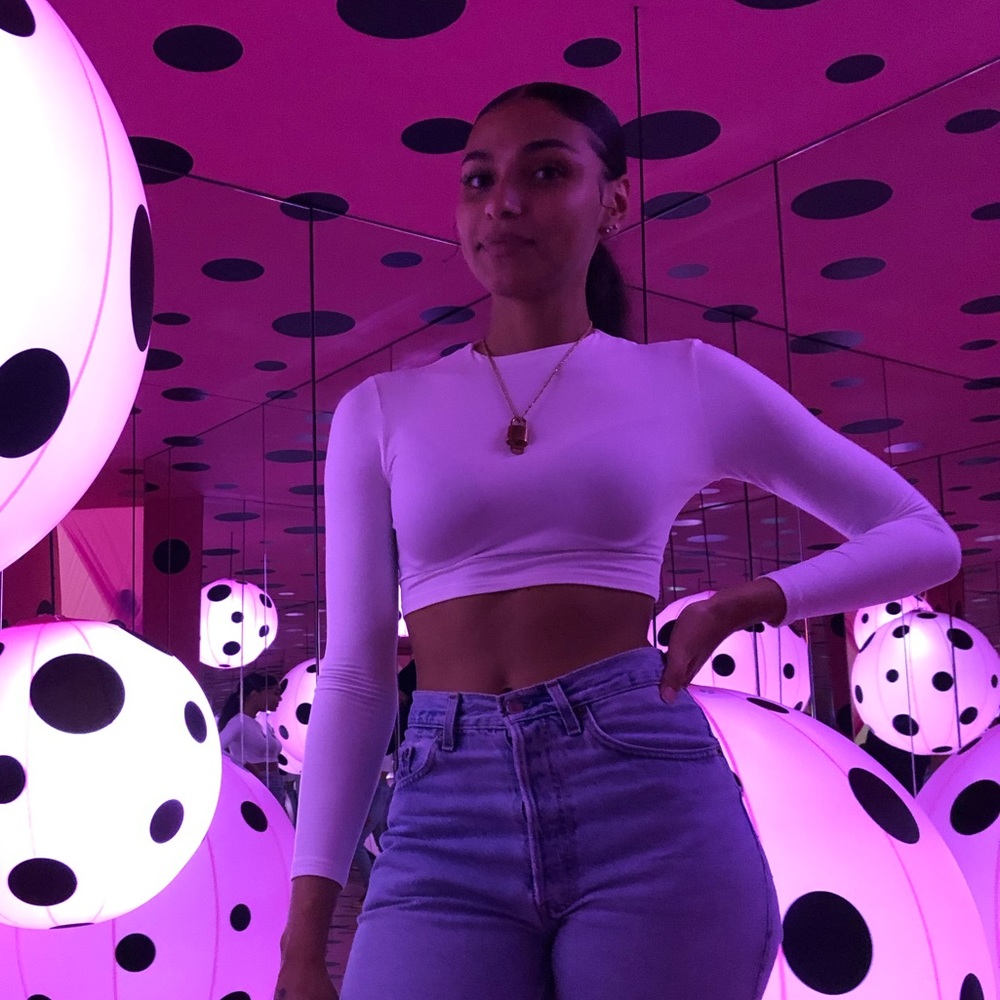 Cream long sleeve crop top